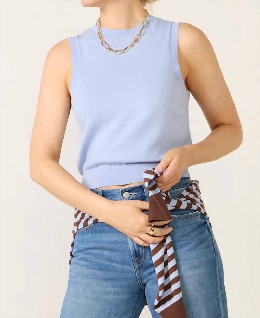 NEW 525 AMERICA talia sleeveless sweater shell in blue heron